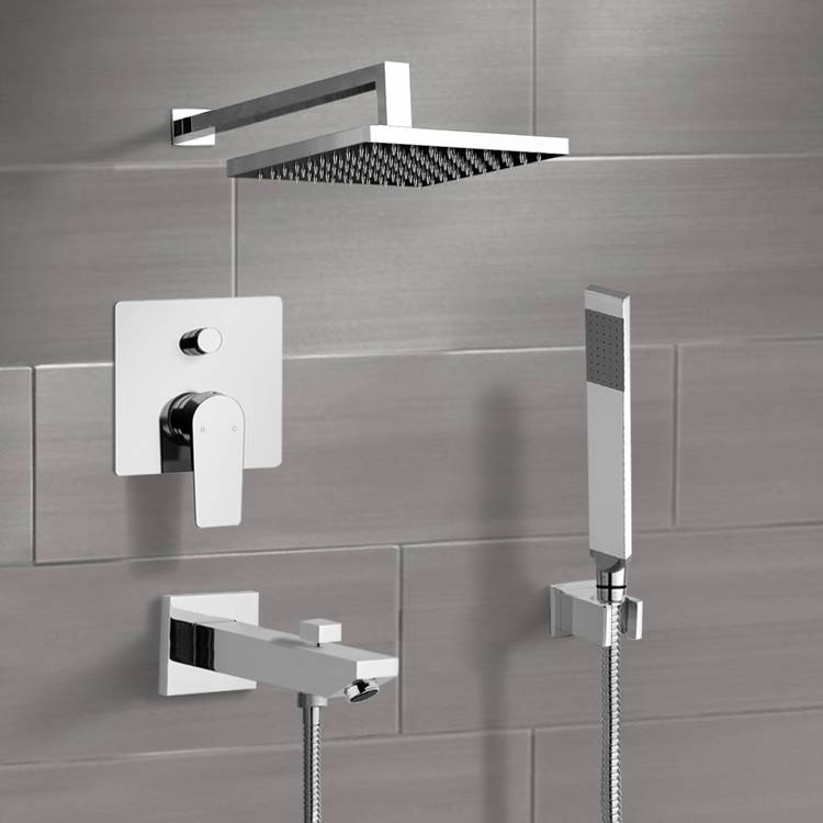 Tub and Shower Faucet Tub and Shower Faucet Set with Handheld and Rain Shower Head Remer TSH39
